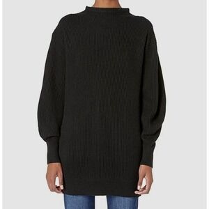 $298 BALDWIN Sz M Black Freja Mock-Neck Casual Pullover Sweater Tunic Top